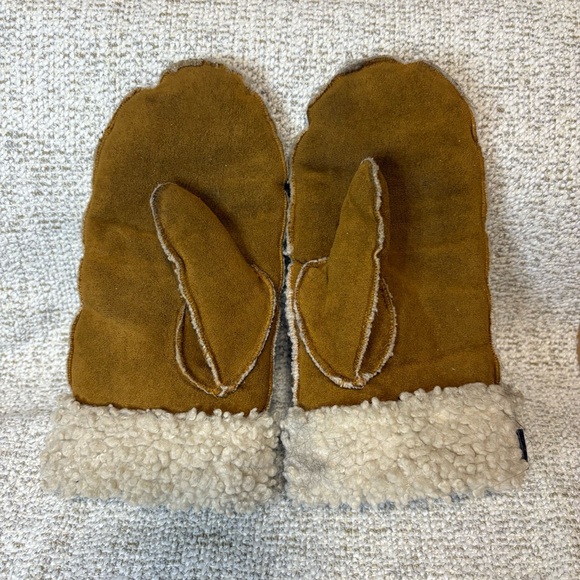 Accessories - Brown Shearling And Suede Mittens